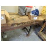wood top work bench metal legs