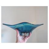 vintage MCM blue glass dish