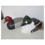 2 wood painted duck decoys