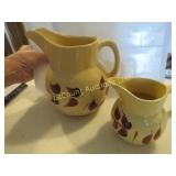 2 vintage autumn foliage pitchers