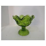 vintage LE Smith moon stars pedestal green dish