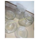 5 anchor hocking ribbed covered dishes Queen Mary