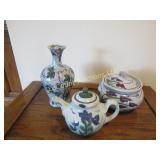 3 Alex Majeski signed artist  vase teapot