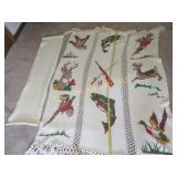 vintage knit handmade hunting fishing lap afghan