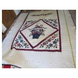 Amish made large handmade quilt   3-D flowers