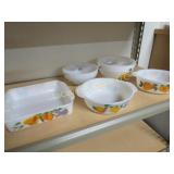 Fire King painted fruit baking dishes bowls