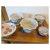 5  Alex Majeski signed artist planters bowls