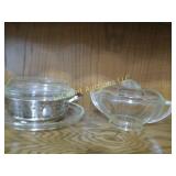 vintage glass mod casseroles metal holder platter