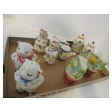 vintage salt & pepper shakers flowers pigs