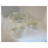 3 pcs hobnail ruffled opalescent dishes