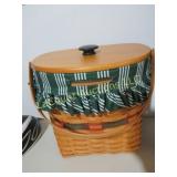 Longaberger wicker basket w liner & lid