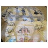 vintage linens baby quilt train theme Amish