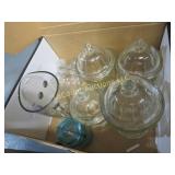 covered canisters pitcher blue ball jar
