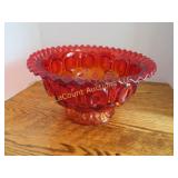 LE Smith Moon & Stars red orange ruffle edge bowl