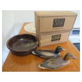 2 wills creek ducks & unique wood bowl