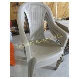 3 plastic lawn chairs patio