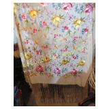 victorian floral 12' fringe table cloth card table