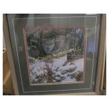 Stephen Lyman Framed bobcat print signed numbered