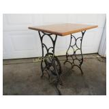 antique sewing machine base table wood top