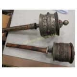2 Tibetan Buddist prayer wheels