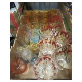 vintage MCM glassware colored coin dot type