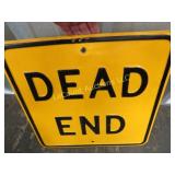 heavy metal embossed dead end road sign
