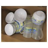 large plastic floral dinnerware set pitchers