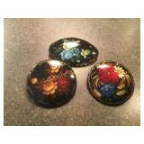 3 artist hand painted pins beautiful