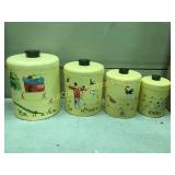 5 painted canisters Ransburg hand painted