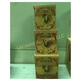 3 wooden canisters set Tea Coffee Sugar