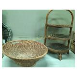 wicker pie or fruite stand and basket