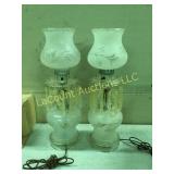 Pair bedside boudour lamps