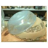 2 vintage ceiling light covers blue cream