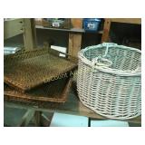 wicker serving trays and hanging basket