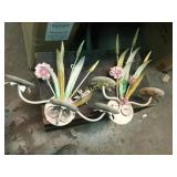pair shabby chic flower wall candle holder