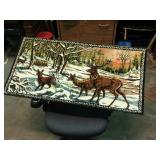 framed deer rug type picture