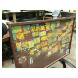 board of vintage travel decals