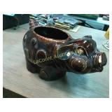 ceramic 'P'USA pig planter Pfaltzgraff brown drip