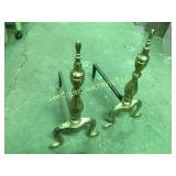 large old andirons for fire place