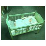 old baby crib and doll open mouth & Teeth