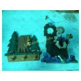 2 David Frykman pieces, clock and hooks