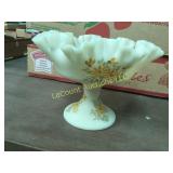 hand painted Fenton Compote bowl