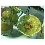 vintage bread bowl shaker creamer LA Potteries