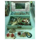 vintage jewelry box full costume jewelry