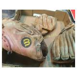 3 older baseball mitts catchers glove Wilson