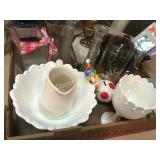 assorted decorator items cases clown bank more