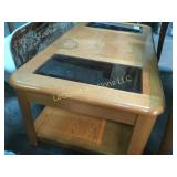 coffee table with glass sections some staining