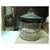 vintage oil lamp glass base metal top