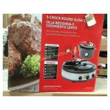 3 crock round slow cooker new in box