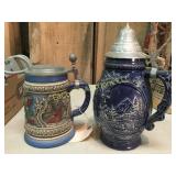 2 german steins metal flip lids